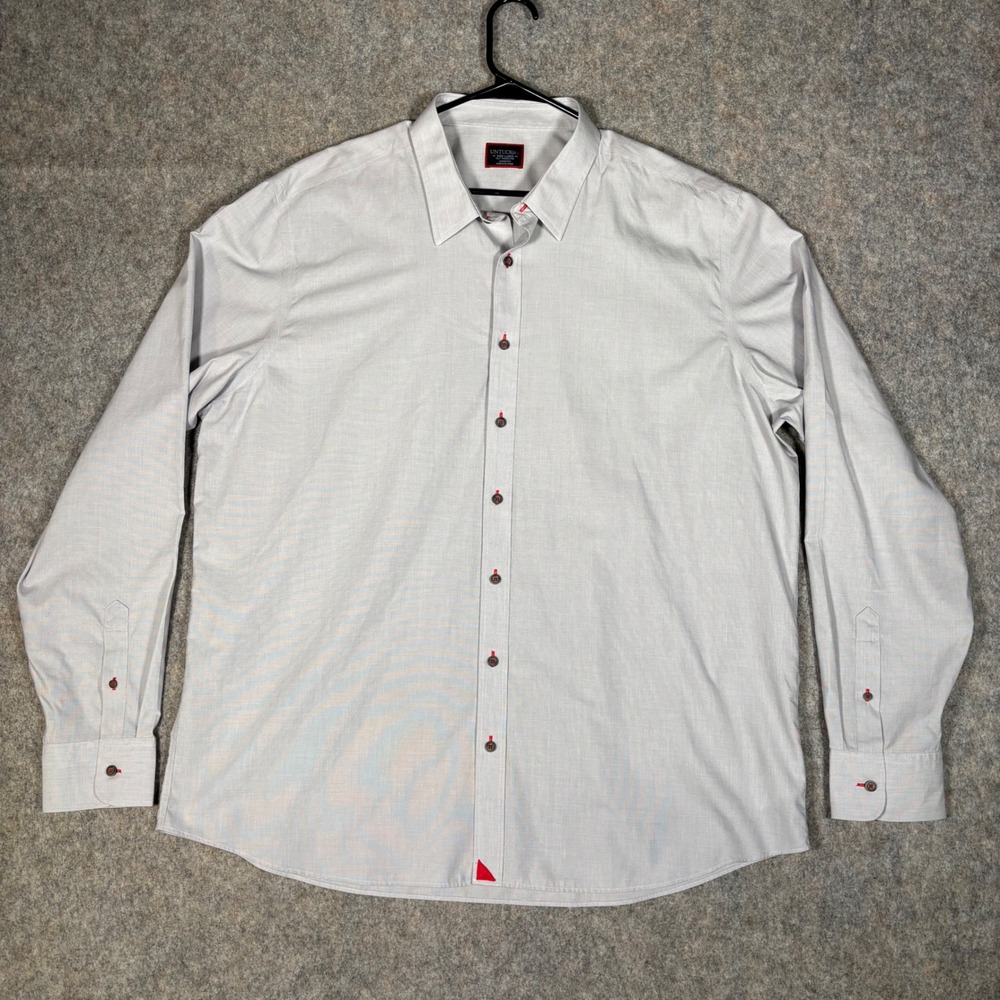 UNTUCKit Rubican-WF Shirt Mens 3XL Tall Grey Wrinkle Free Cotton Button Down